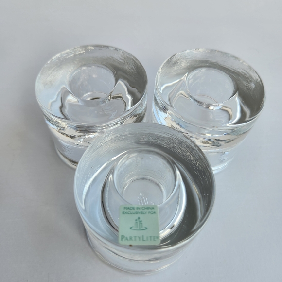 VINTAGE Partylite Reversible Tealight or Taper Round Candle Holders Set of 3 - Picture 7 of 7